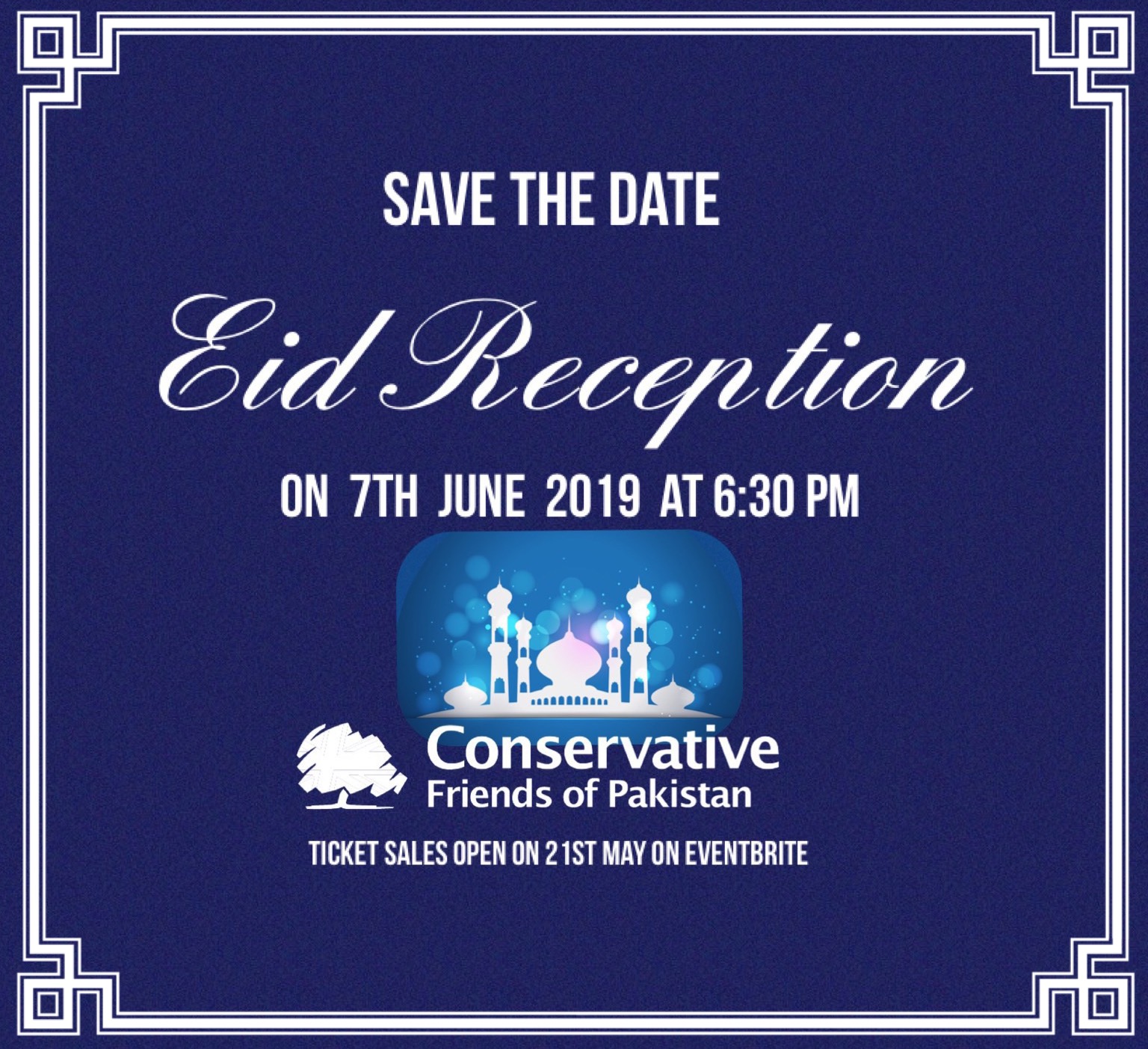 Save the Date- Eid Reception 2019- 7th June