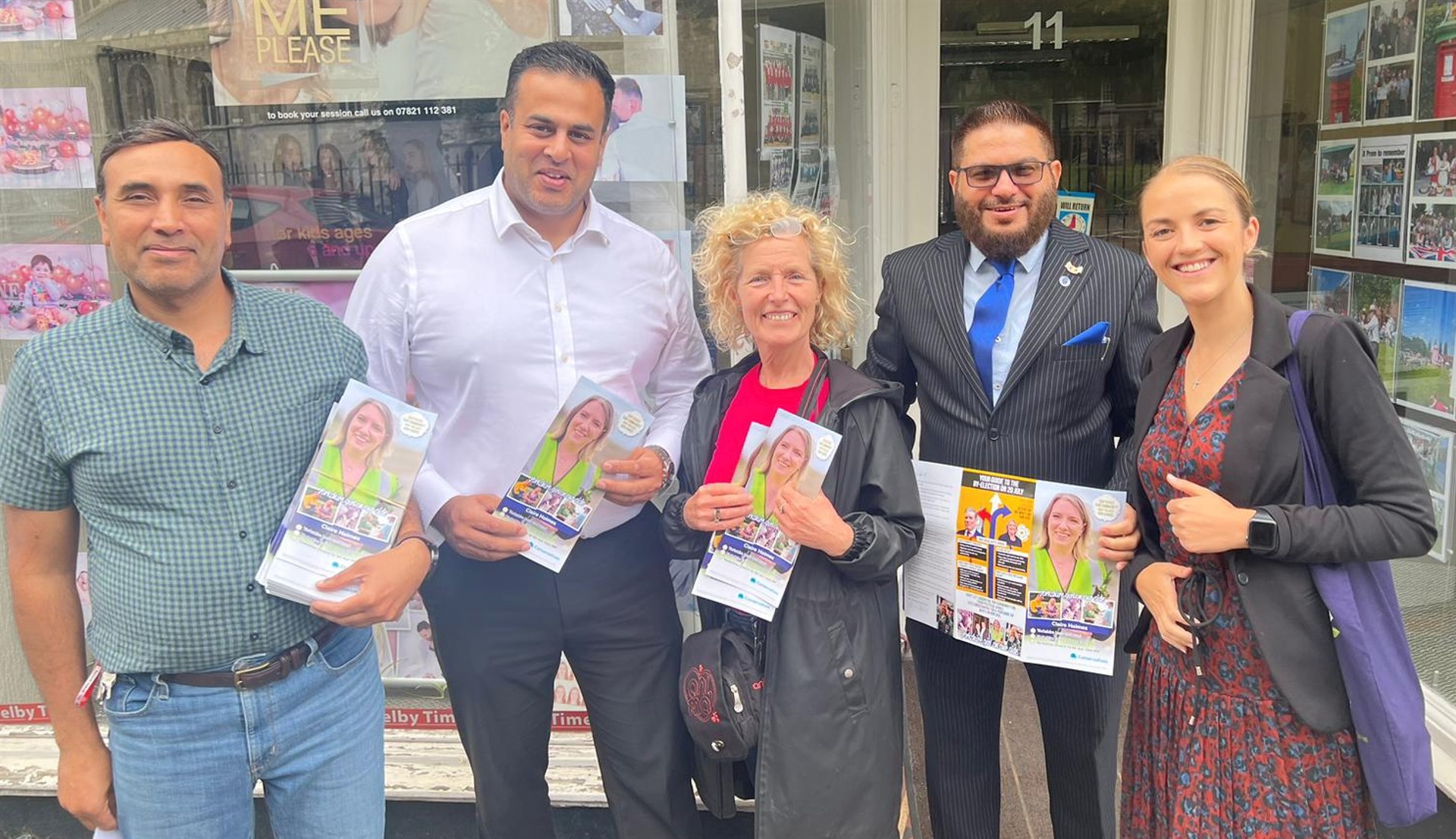 CfoP Steering committee members Dr Ansar Hayat, Owais Rajput, Cllr Nadim Ahmed supporting Selby by-election candidate July 2023.